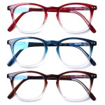 Henotin 3-Pack Blue Light Blocking Reading Glasses,Spring Hinge Computer Readers for Men Women,Anti UV Ray Filter Eyeglasses (Multicolor, 1.0)