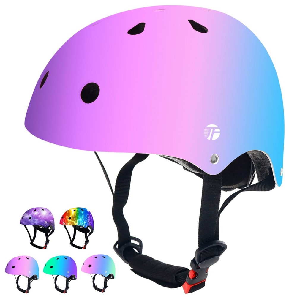 JEEFREE Adjustable Color Gradient Toddler Kids Bike Helmet for 3-5-8-14+Ages Girls Boys.Skateboard Bicycle Toddler Helmet 2-4 Years for Multi-Sports Cycling Scooter Inline Roller Skates Rollerblading