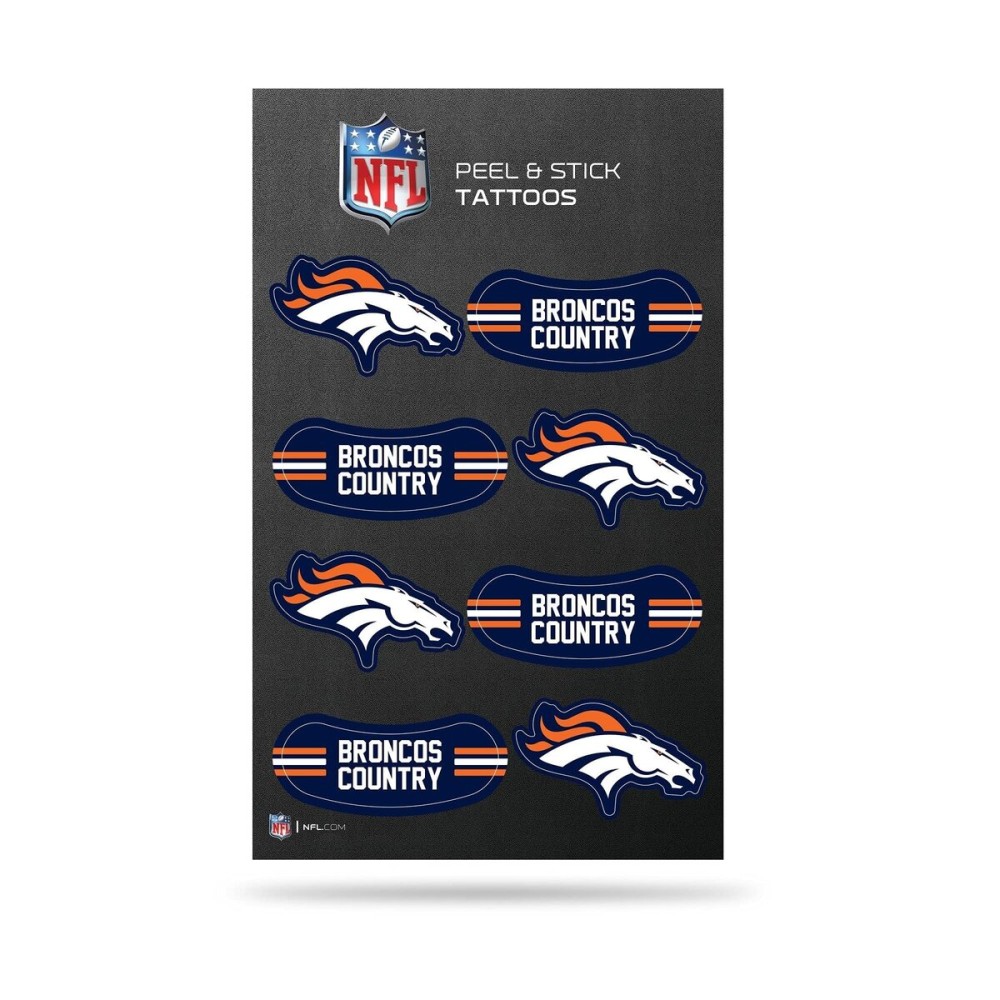 Rico Industries NFL Football Denver Broncos Peel & Stick Temporary Tattoos - Eye Black - Game Day Approved!