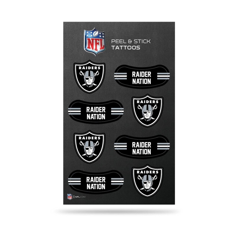 Rico Industries NFL Football Las Vegas Raiders Peel & Stick Temporary Tattoos - Eye Black - Game Day Approved!