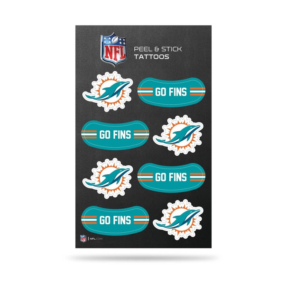 Rico Industries NFL Miami Dolphins Peel and Stick Tattoos Small