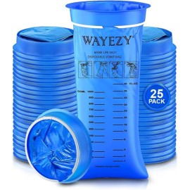 Vomit Bags Disposable 25 Pack (1000ml) - Medical Grade Emesis Bags for Travel, Motion Sickness, Morning Sickness & Nausea - Leak-Proof, Odor-Blocking, Portable Throw Up Bag