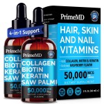 Liquid Collagen Peptides for Women - Serum Complex with Biotin Vitamin, Hydrolyzed Keratin Protein and Saw Palmetto - Comprehensive Formula for Hair, Skin, and Nails Wellness - 2fl oz (Pack of 2)