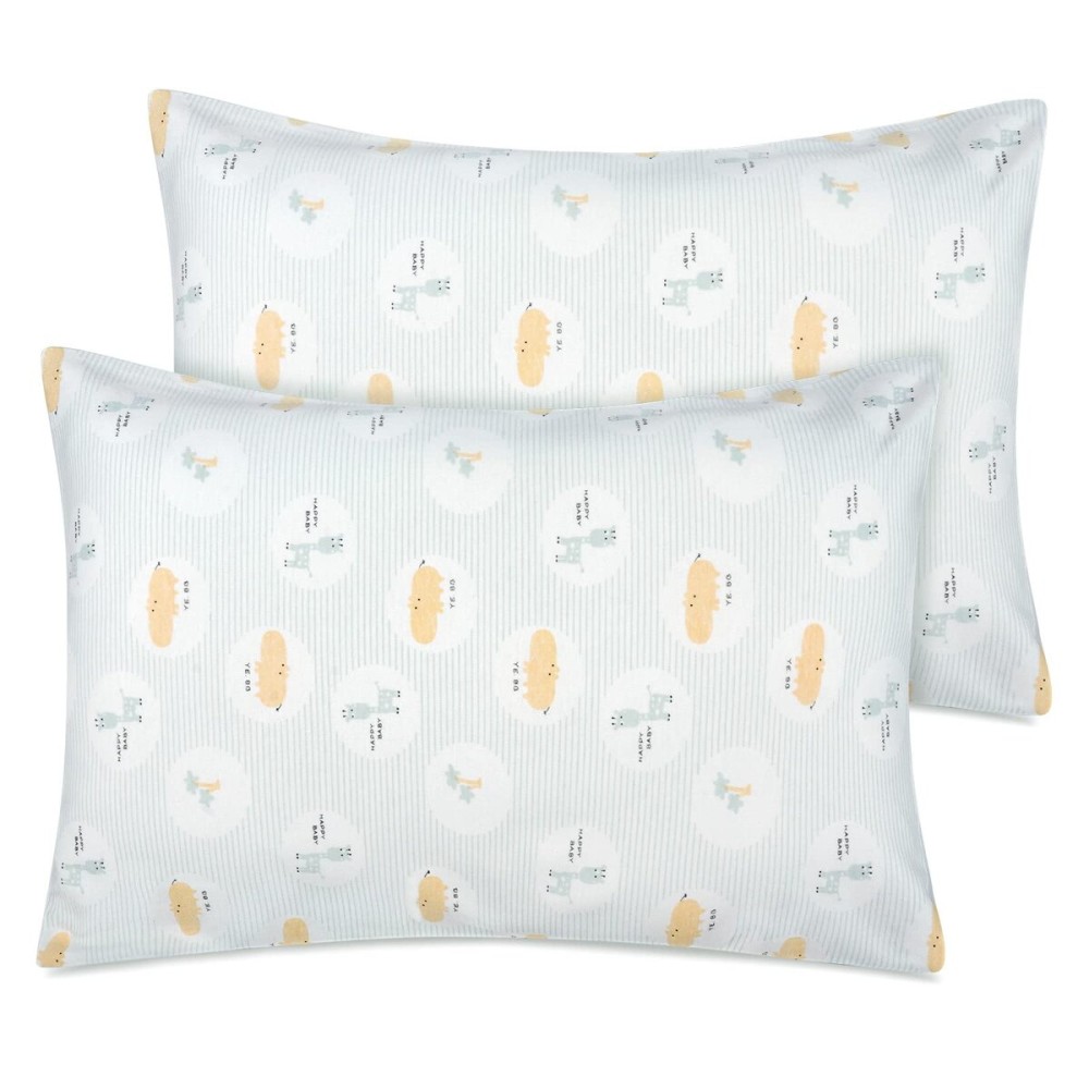 Zenssia Organic Cotton Toddler Pillowcase/Travel Pillowcase Pack of 2 Set 13x18 Inches with Envelope Closure - Soft & Breathable Baby Pillow Case Cover with Cute Animal Printing, Blue