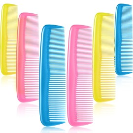 Leinuosen 12 Pieces Hair Combs Set Pocket Plastic Fine Tooth Dressing Comb for Women and Men, Peines Para Cabello(Pink, Yellow, Blue)
