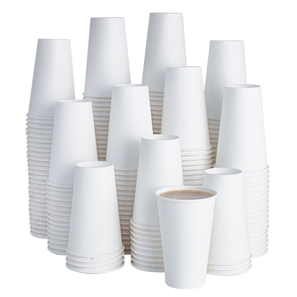 LITOPAK 210 Pack 16 oz Disposable Paper Coffee Cup, Hot/Cold Beverage Drinking Cups for Water, Paper Coffee Cups, White Hot Coffee Cups, Suitable for Party, Picnic, Travel, and Events