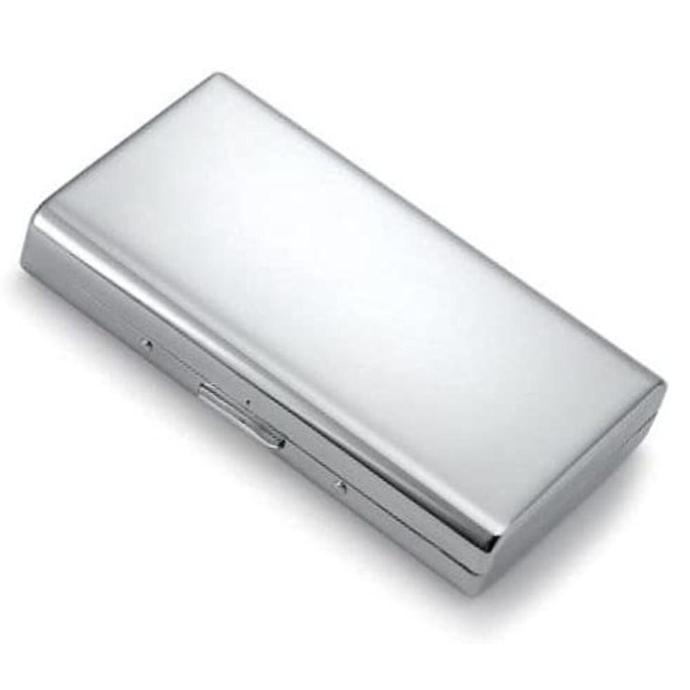 Cigarette Case Victorian Style Metal Holder for Regular, King and 100\'s Size Pocket Protective Security Wallet (PLN-S100, Silver)