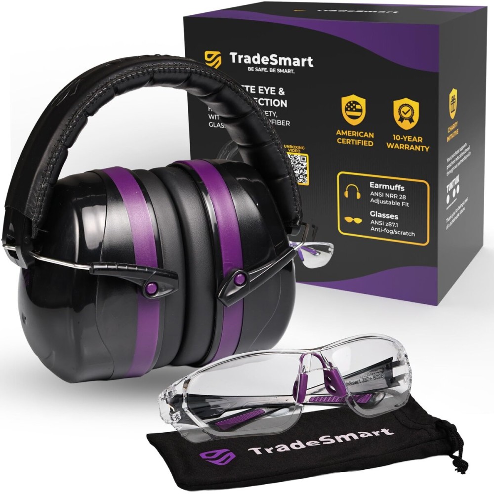 TradeSmart High-Performance Earmuffs for Shooting Range & Shooting Eye Protection Glasses + Firearm Confidence Course Included