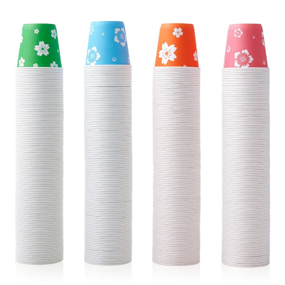 LITOPAK 400 Pack 3 oz Disposable Bathroom Cups, Colorful Small Disposable Paper Cups for Parties, Picnics, Barbecues, Travel and Events