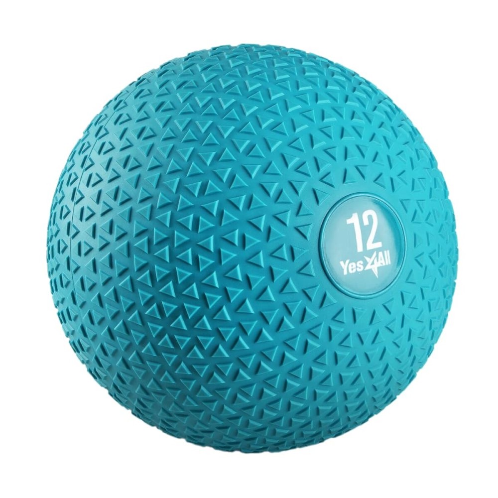 Yes4All Slam Balls, 10-40lb Weighted Ball Weight, Durable PVC Sand Filled Workout Dynamic Slam Ball for Strength Training, Triangle, Teal, 12lbs
