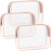 F-color TSA Approved Toiletry Bag - 3 Pack Clear Toiletry Bags Clear Makeup Cosmetic Bags for Women Men, Quart Size Travel Bag, Carry on Airport Airline Compliant Bag, Rose Gold(for age 12 or above)
