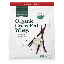 Natural Force Grass Fed Organic Whey Protein Powder - Non GMO Verified, Humane Certified & Lab Tested for Toxins - Real Vanilla Flavor - Keto Friendly, Low Carb, and Kosher - 5 Pound A2 Protein