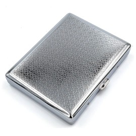 Retro Cigarette Case Victorian Style Metal Holder for Regular, King and 100\'s Size Credit Card Holder, Large with Poker Pattern (Ace-L100, Silver)