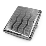 Retro Cigarette Case Victorian Style Metal Holder for Regular, King and 100\'s Size Credit Card Holder, Large Ocean Pattern (OCN-L100, Silver)
