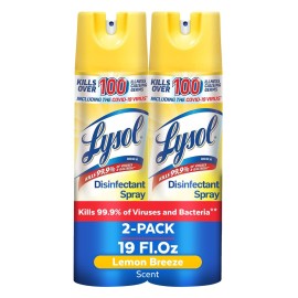 Lysol Disinfectant Spray, Sanitizing and Antibacterial Spray, For Disinfecting and Deodorizing, Lemon Breeze, 19 Fl Oz (Pack of 2), Packaging May Vary