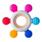 Arudyo Baby Teething Toys Silicone Teethers BPA Free Silicone Rudder with Wooden Ring Soothe Babies Gums (Ocean)
