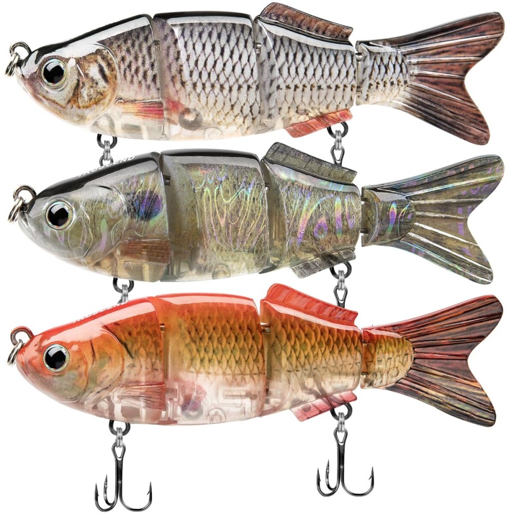 TRUSCEND Easy Catch Swimmax, Magic Noisy Turbulent Wiggling and Vibrating Actions for More Bites, Segmented Swimbait Jointed by Dyneema Strongest Fiber, Top Water Fishing Lures for Family Fishing