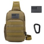 Valinov Tactical Shoulder Bag,Molle Shoulder Backpacks,Military Sling Daypack Backpack with USB Charging port (1 Pack Tan)