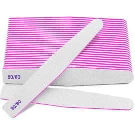 80/80 Grit, 12pcs nail file for Poly Nail Extension Gel Emery Boards, for Acrylic Nails Coarse for False Nails Manicure Pedicure Tools for Home Salon