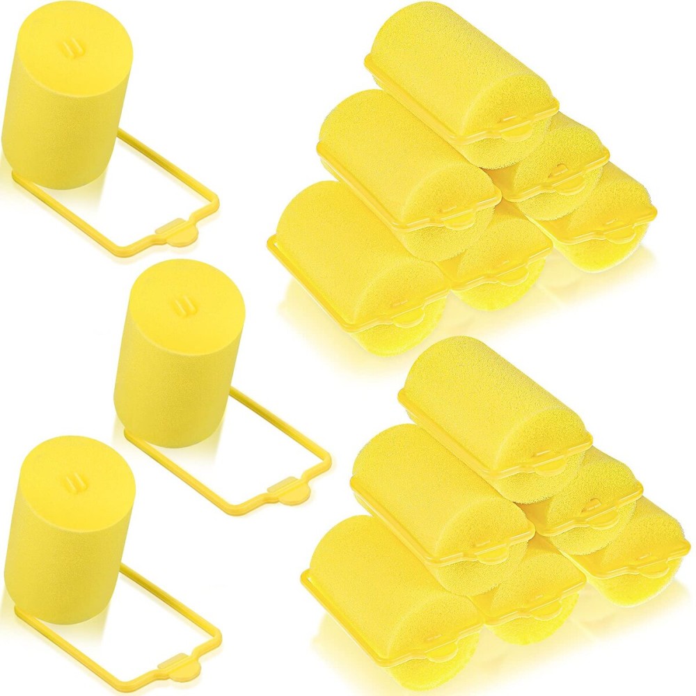 Geyoga 18 Pieces Sponge Hair Rollers Large Soft Foam Hair Styling Curlers Large Size Hairdressing Curlers for Women(Yellow,1.4 x 2.6 Inches)