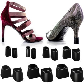 Heel Hunks Black H4 Heel Caps 12.5 x 13.5 mm | Heel Protectors Replacement Tip Caps for High Heel Shoes and Stiletto | Anti-Slip and for Grass - (5 Pairs)