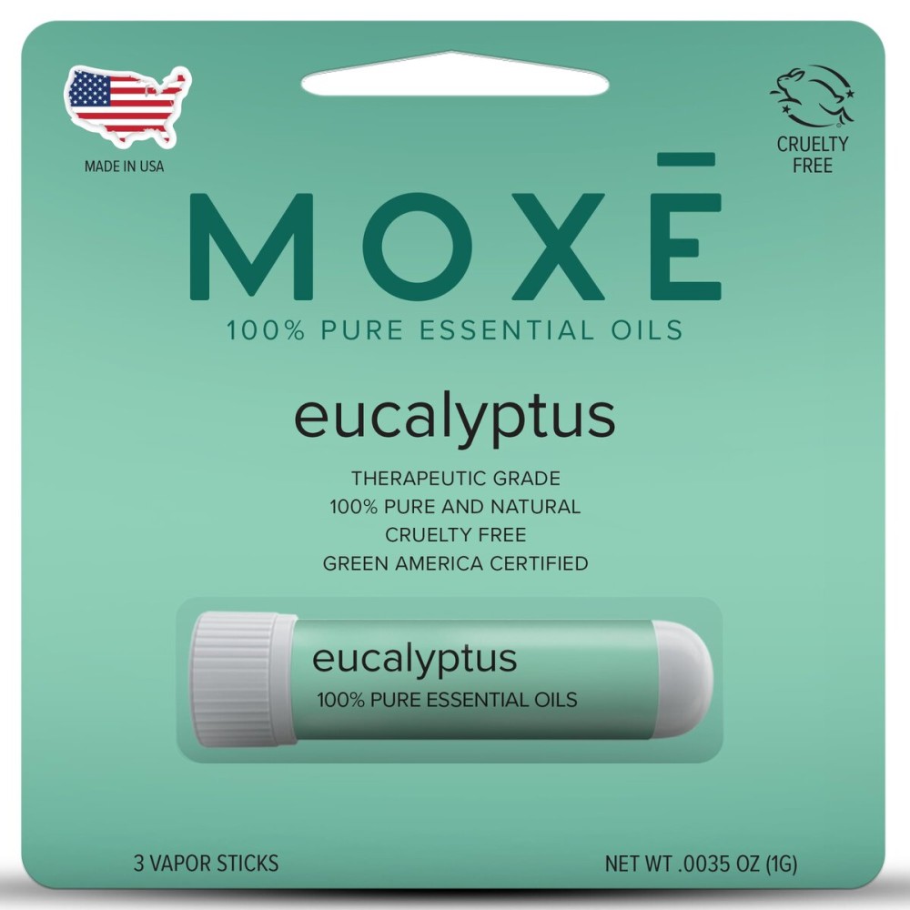 MOX Eucalyptus Essential Oil Nasal Inhaler, Sinus & Congestion Relief, Daily Relaxation, Stress Relief, Therapeutic No-Mess Aromatherapy, Pure and Natural, Made in USA (1 Pack)