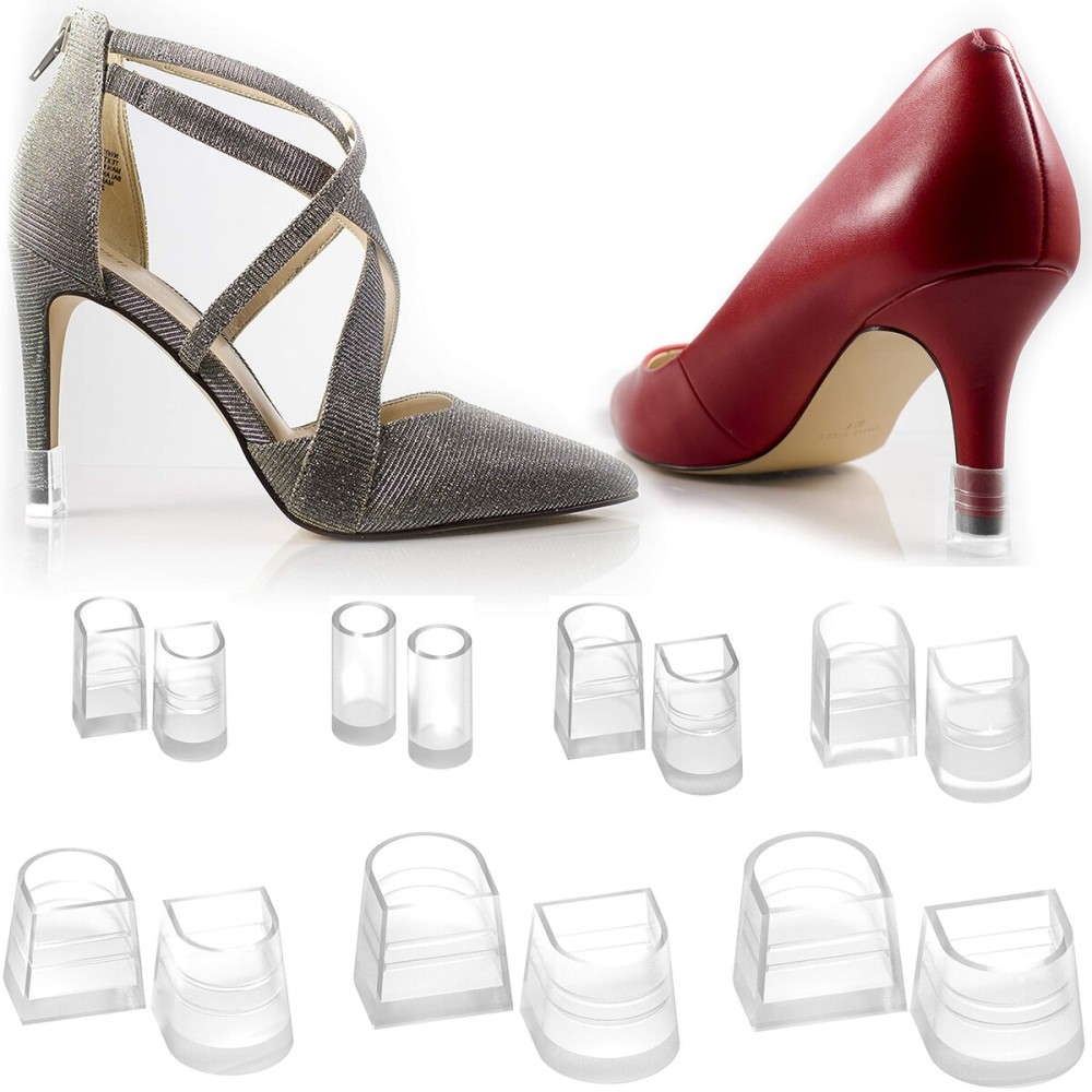 Heel Hunks Clear H1-XXS Heel Caps 7-8 mm | Heel Protectors Replacement Tip Caps for High Heel Shoes and Stiletto | Anti-Slip and for Grass - (5 Pairs)