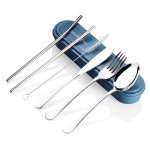 Portable Utensils Set with Case, 4pcs Stainless Steel Reusable Silverware for Lunch Camping School Picnic Workplace Travel, Lunch Box Includ Fork Spoon Knife,Easy to clean,Dishwasher Safe(Black)