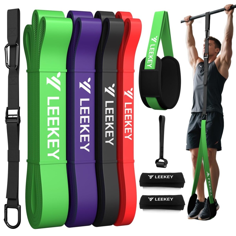 LEEKEY Resistance Bands, Exercise Bands with Handles,Pull Up Assist Bands - Band Set with Door Anchor - Bands for Working Out,Band for Men and Women Fitness Training,Home Workouts