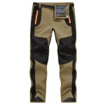 TBMPOY Men\'s Snow Ski Hiking Pants Waterproof Winter Fleece Lined Pants Camping Skiing Ice Fishing Pants with Belt 02 Thick Khaki L