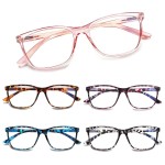 SIGVAN Ladies Reading Glasses Blue Light Blocking Spring Hinge Fashion Pattern Print Eyeglasses for Women (C5 Mix, 4.00, x)