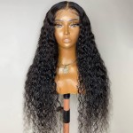 GIANNAY Curly Lace Front Wigs Black Deep Wave Glueless Lace Front Wig for Black Women Synthetic Heat Resistant Fiber Hair Wigs 24-26 Inch