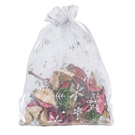 Jexila 100PCS Christmas Organza Bags 5\'\'X7\'\' Mesh Drawstring Gift Bag for Christmas Party Favor Goodie Candy Treat Bags Jewelry Pouch