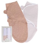 Ely\'s & Co. Adjustable Swaddles for Newborn, Baby Swaddles 0-3 Months, Swaddle Sack for Baby Girl, 100% Cotton, 2 Pack (Pink Tulip)