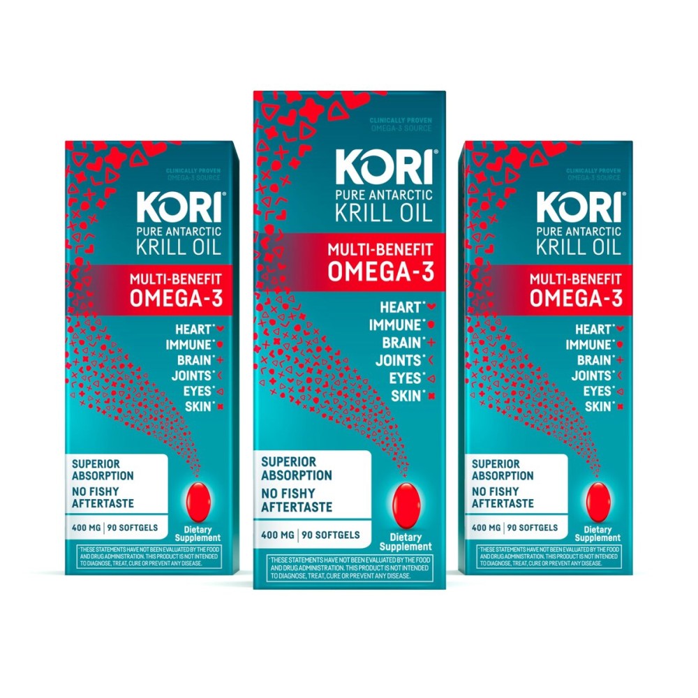 Kori Krill Oil Omega 3 Supplement, Antarctic Krill Oil with Superior Absorption vs Fish Oil Alternative, 400 mg Softgels, EPA & DHA, 270 Softgels