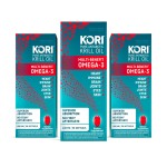 Kori Krill Oil Omega 3 Supplement, Antarctic Krill Oil with Superior Absorption vs Fish Oil Alternative, 400 mg Softgels, EPA & DHA, 270 Softgels