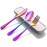 Portable Utensils Set with Case, 4pcs Stainless Steel Reusable Silverware for Lunch Camping School Picnic Workplace Travel, Lunch Box Includ Fork Spoon Knife,Easy to clean,Dishwasher Safe(Rainbow)