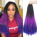 Goddess Box Braids Crochet Hair With Curly Ends 18 Inch Bohomian Box Braids Crochet Braids 8 Packs 3X Crochet Braids for Black Women (18 Inch (Pack of 8), M1B purple Blue)