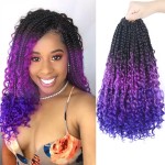 Goddess Box Braids Crochet Hair With Curly Ends 14 Inch Bohomian Box Braids Crochet Braids 8 Packs 3X Crochet Braids for Black Women (14 Inch (Pack of 8), M1B purple Blue)