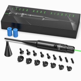 EZshoot Bore Sight Kit for .17 to 12GA Rifles Pistols Green or Red Laser Sight Boresighter with Big Button Switch