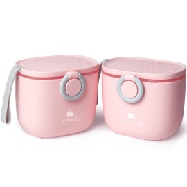 Termichy Baby Formula Dispenser, Portable Milk Powder Dispenser Container with Carry Handle and Scoop for Travel Outdoor Activities with Baby Infant, 8.8OZ, 0.55LB, 250g (Pink-2pack)