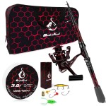 QudraKast Fishing Rod and Reel Combos - High Precision Machined Pattern Telescopic Fishing Pole and 12+1 Full Metal Ultra Smooth Spinning Reel Combos with Carrier Bag