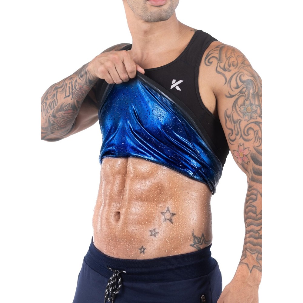 Kewlioo Men\'s Heat Trapping Pullover Sweat Enhancing Vest - Sauna Suit Shirt Compression Vest Shapewear Top for Gym Exercise