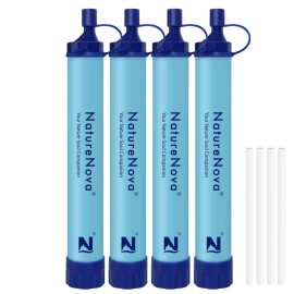 Personal Water Filter Straw Outdoor Portable Filtration Emergency Survival Gear Water Solutions Tactical Gear for Hiking Camping Accessories Travel Hunting Fishing Outing Backpacking (4 Pack)