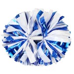 Hooshing 2PCS Blue and White Pom Poms Cheerleading with Baton Handle for Team Spirit Sports Dance Cheering Kids Adults