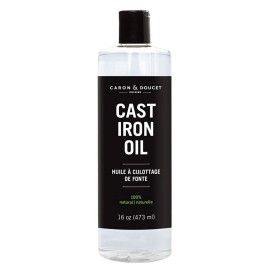 CARON & DOUCET - Cast Iron Seasoning & Cleaning Oil | 100% Plant-Based & Food Grade! | Best for Seasoning, Restoring, Curing and Care (16oz)
