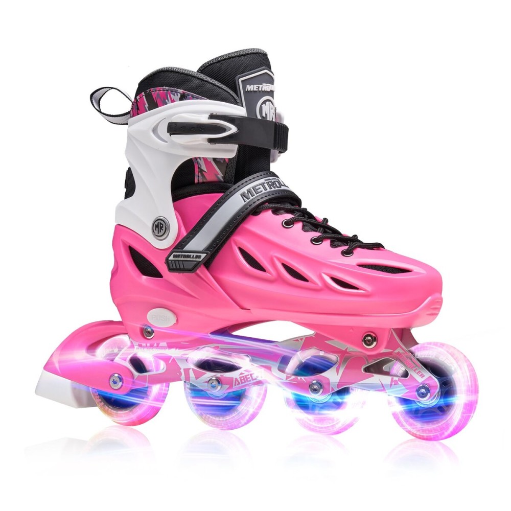 METROLLER Inline Skates for Girls and Boys, Women, Men 4 Sizes Adjustable Inline Skates with Light Up Wheels, Illuminating Beginner Skates for Kids & Adult Youth.
