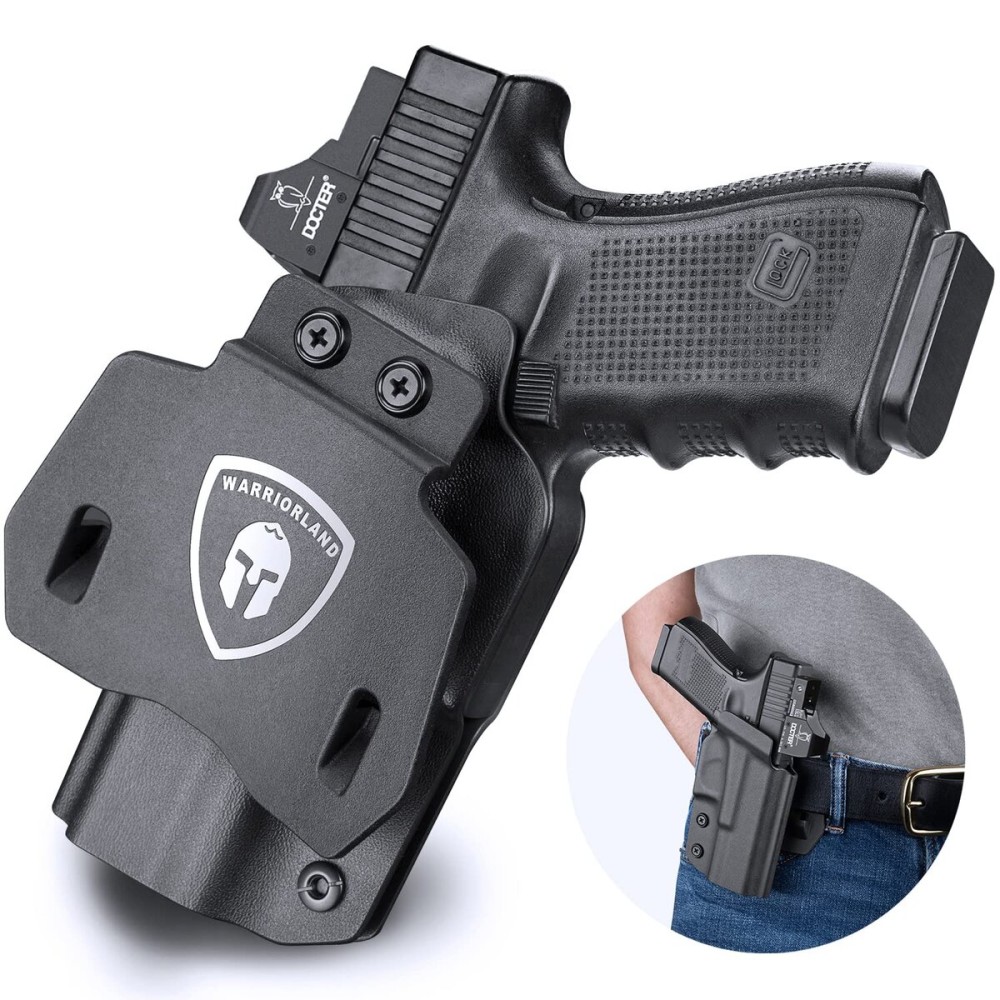 WARRIORLAND OWB Kydex Holster, Compatible with Glock 17/19 / 19X / 26/27 Gen3-5 & Glock 17/19 Gen 4-5 MOS & G22/23/31/ 32/34 Gen 3-4 & G47. Optic Ready, 1.75\'\' Paddle, Right Hand