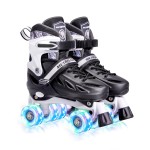 METROLLER Roller Skates for Girls Ages 5-8 8-12 and Boys Teens, Adjustable 4 Sizes for Kids Toddler Rollerskates with Light up Wheels, for Women (Black, Small-Little Kid (11j-1 US))