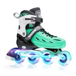 METROLLER Inline Skates for Girls and Boys, Women, Men 4 Sizes Adjustable Inline Skates with Light Up Wheels, Illuminating Beginner Skates for Kids & Adult Youth.